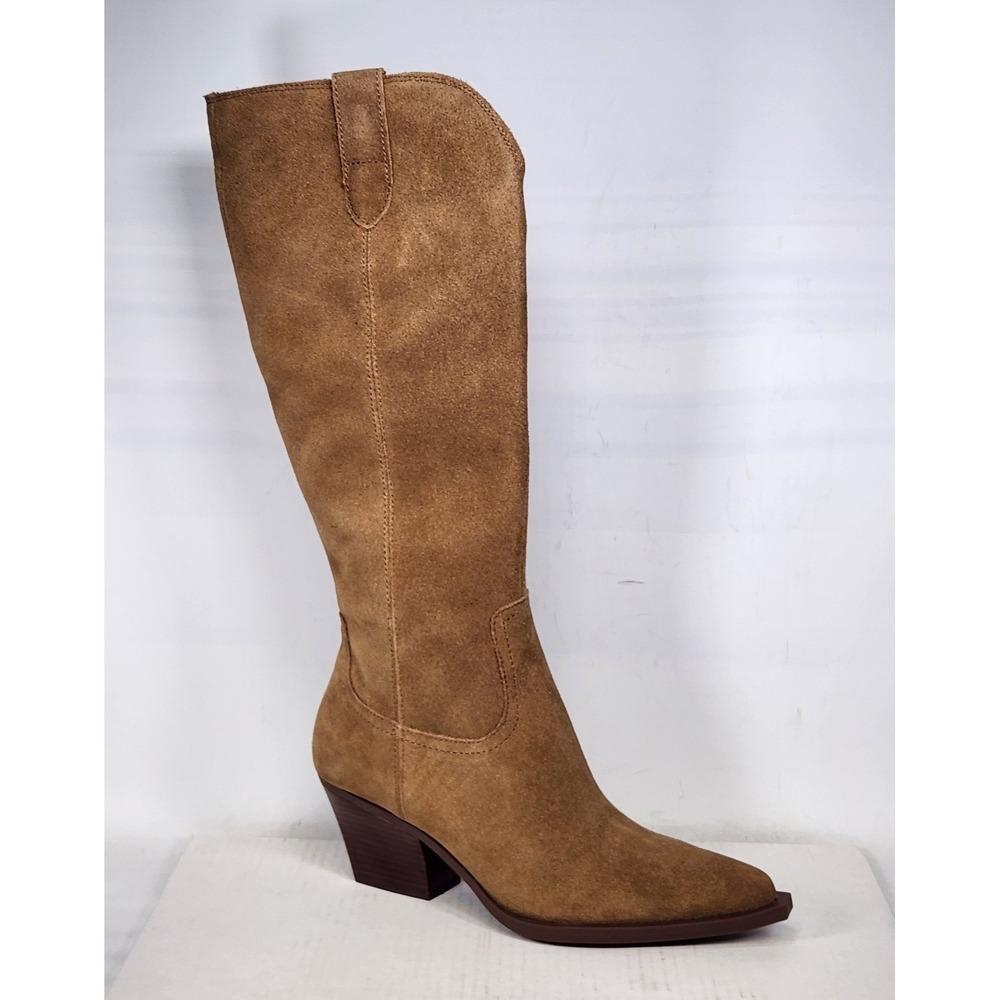 Dolce Vita Ramsay Boots Women Size 10 Lt Brown Suede Western Tall Pointed Toe